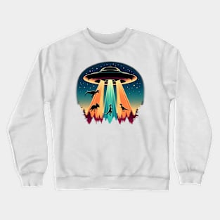 Cosmic Dinosaur Abduction Under Starry Sky Crewneck Sweatshirt